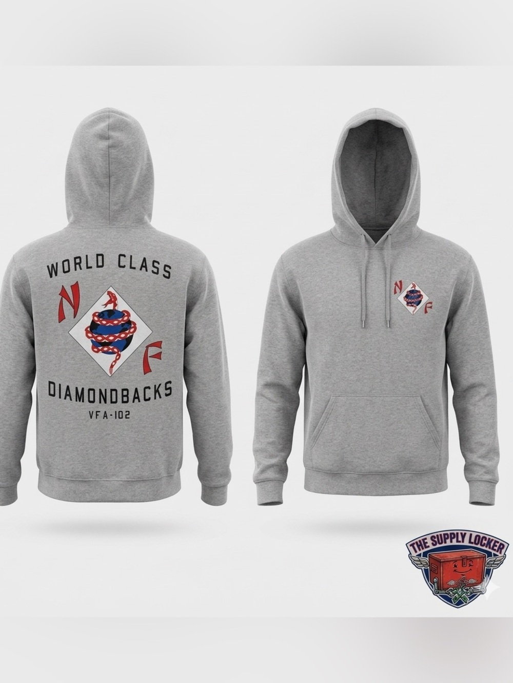 VFA-102 Diamondbacks Hoodie Sweatshirt Gray Pullover Navy Military USA XL (est)